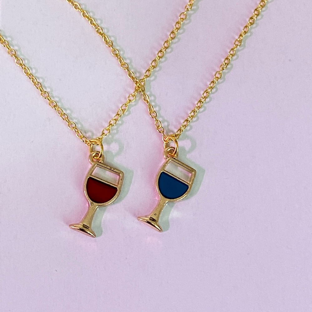 Wine Glass Best Friends Necklace Set